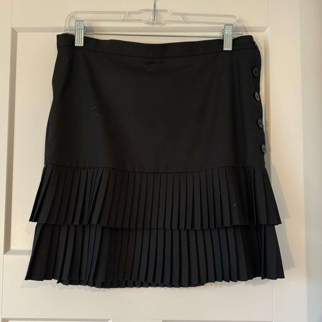 Nine West Suit Skirt, Layered Pleated Skirt With Side Buttons, Size 2
